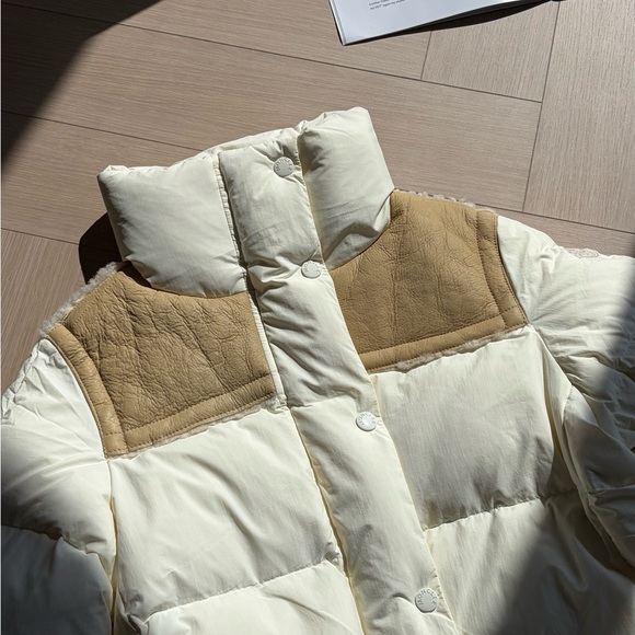 NWOT Moncler Women's Cream and Tan Puffer Jacket, Size 2 = M - Picture 2 of 9